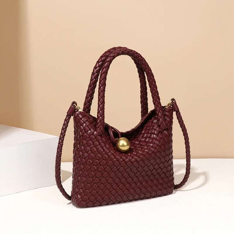 High-Grade Women's Niche Crescent Solid Color Fashion Bag Hand-Woven Crossbody Bags Temperament Unique Woven Handbag