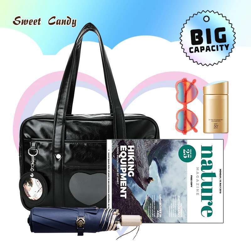 Pain Handbags Transparent Haruku Japanese Two-Dimensional Student JK Uniform Bag Girl PU Schoolbag Shoulder Messenger Handbag