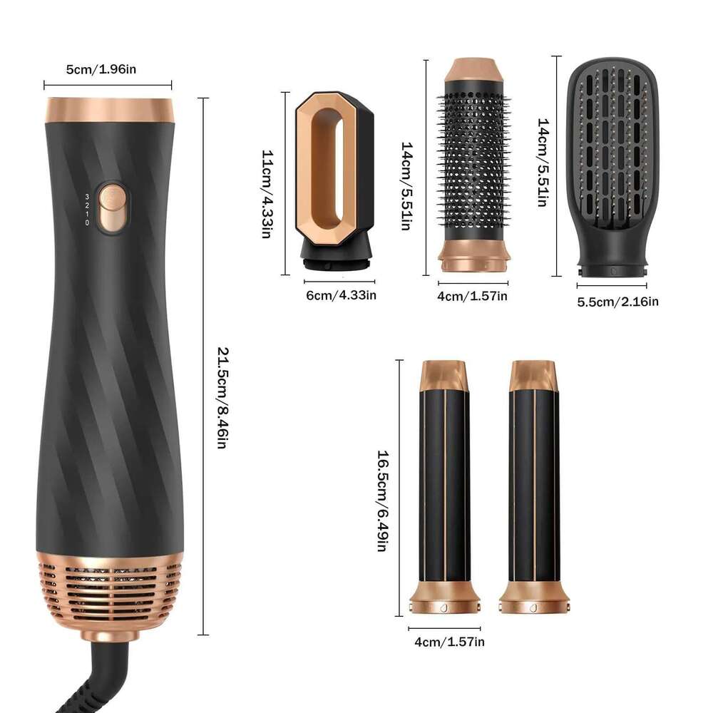 5 in 1 Blow Dryer Hot Brush Curler Air Styler Wrap Curling Iron Travel Hair Styling Tool