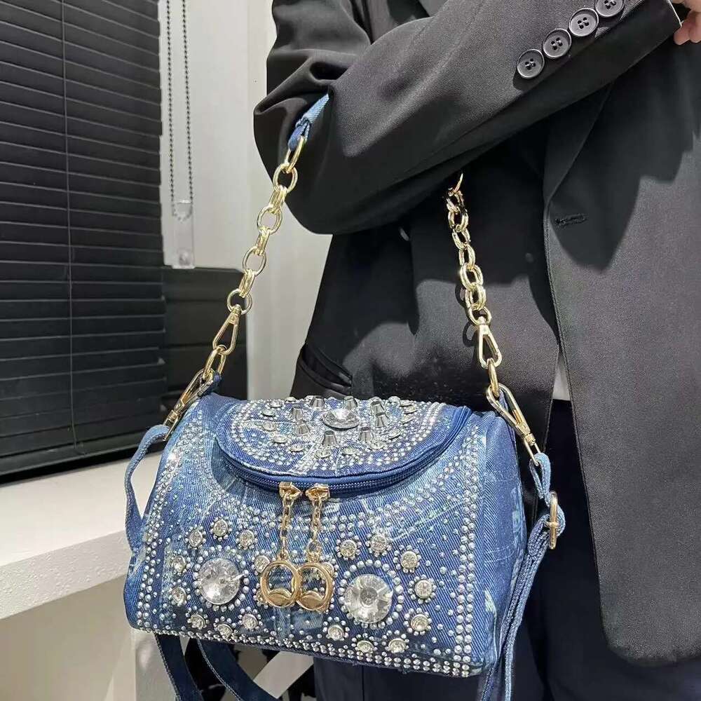Women's Fashion Elegant Handbag Mini Flap Dia Denim Shoulder Bag