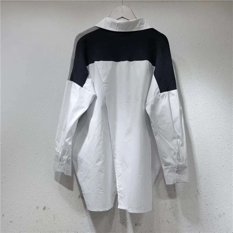 Getspring Women Shirt 2024 Autumn New Color Matching Fake Two Ladies Blouse Fashion All Match Loose Casual Long Female Tops