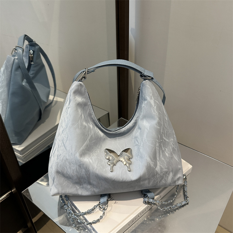 Free Delivery Designer Bag Korean Version Butterfly Fashion Backpack 2025 New Chain Single Shoulder Crossbody Student Class Large Capacity Tote Luxury