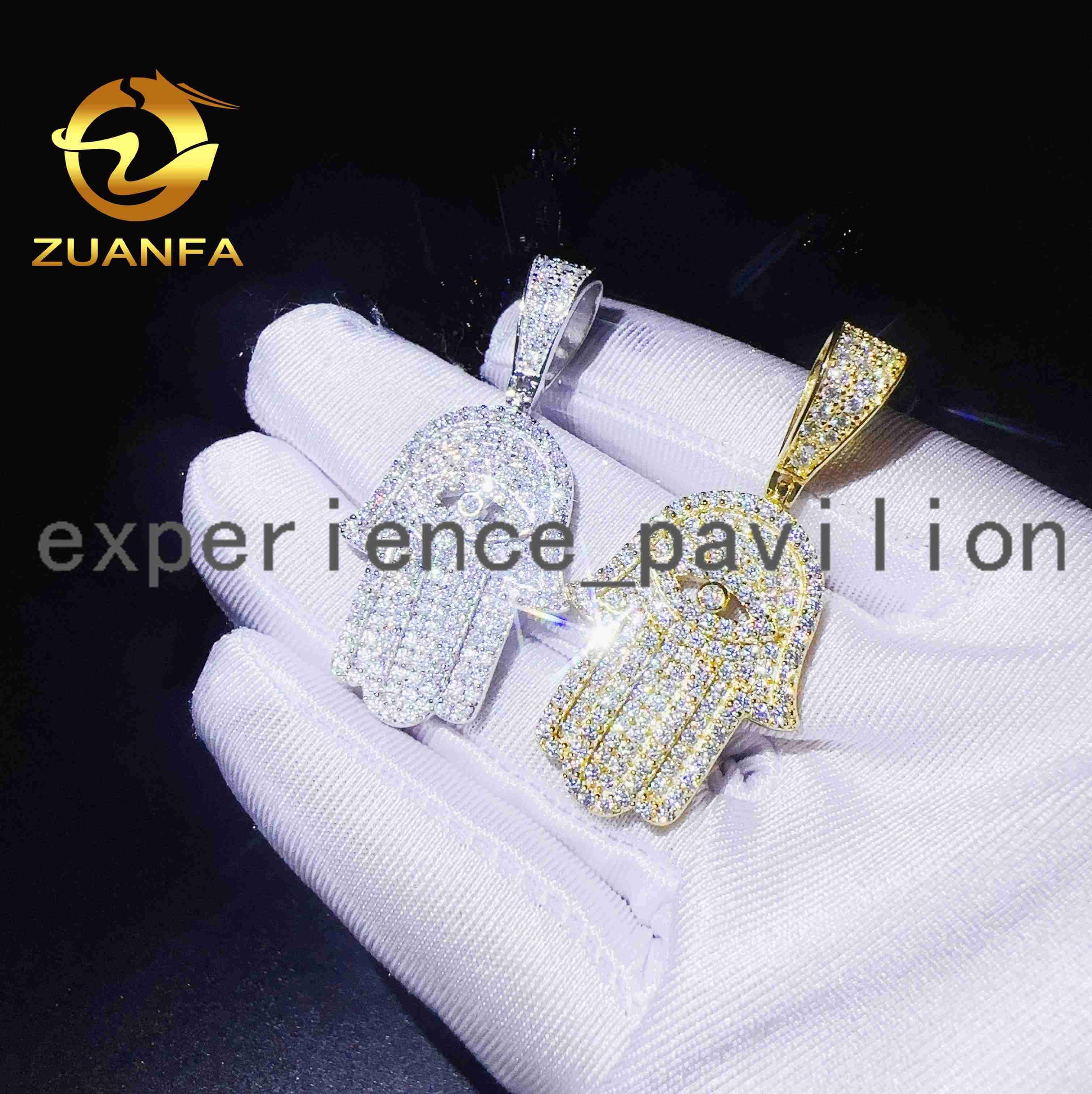 Wholesale Price Silver 925 Ready to Ship Pendant Vvs Moissanite Custom Diamond Hip Hop Iced Out Jewelry Hand Pendant