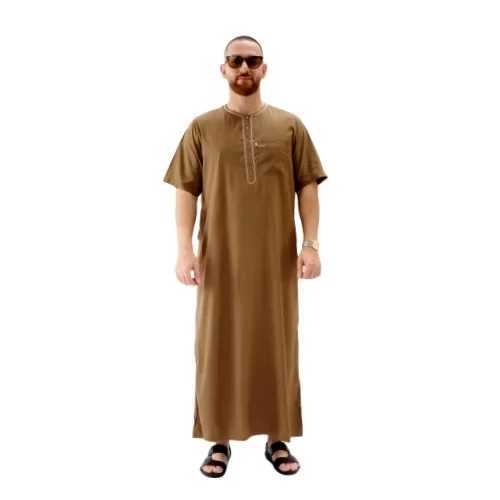 Europe and the United States men large size Arab ethnic robe long short sleeve Middle East Islamic Dubai simple casual Muslim X250514