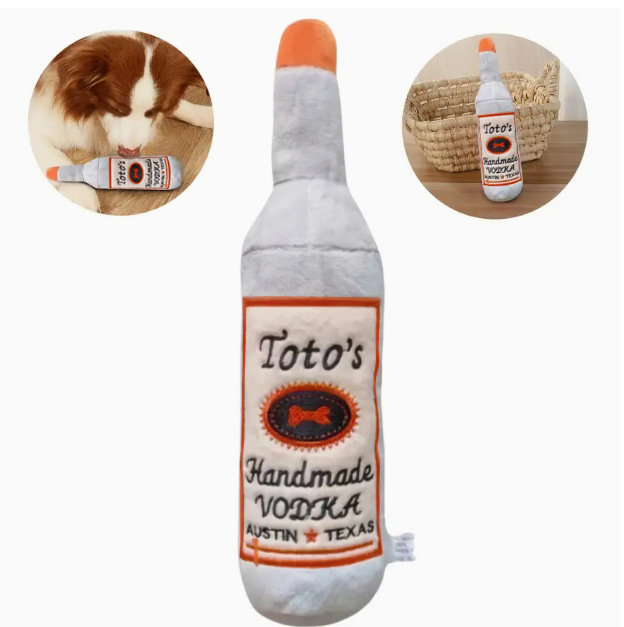 Squeaky Dog Plush Toys for Aggressive Chewers, Dog Chew Toy, Stuffed Wine Bottle Shape Dog Toys for Small Medium Large Dogs to Keep Them Busy E68