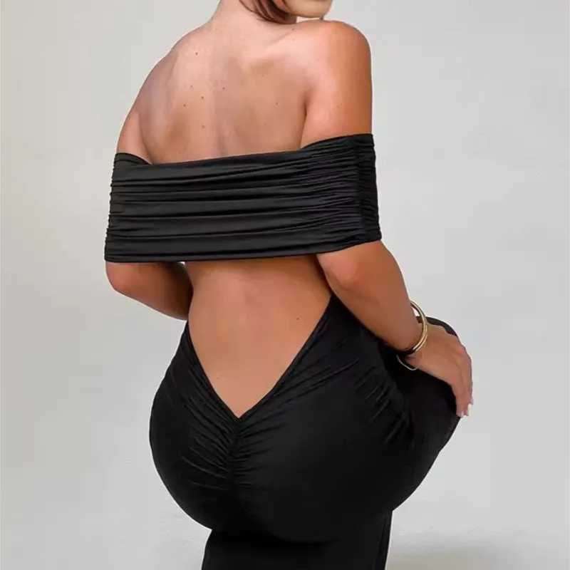 Womens Slim Sexy Strapless Long Dress Temperament Solid Color Hip Sleeveless Off-shoulder Backless Package Club Party DressesXJ250514