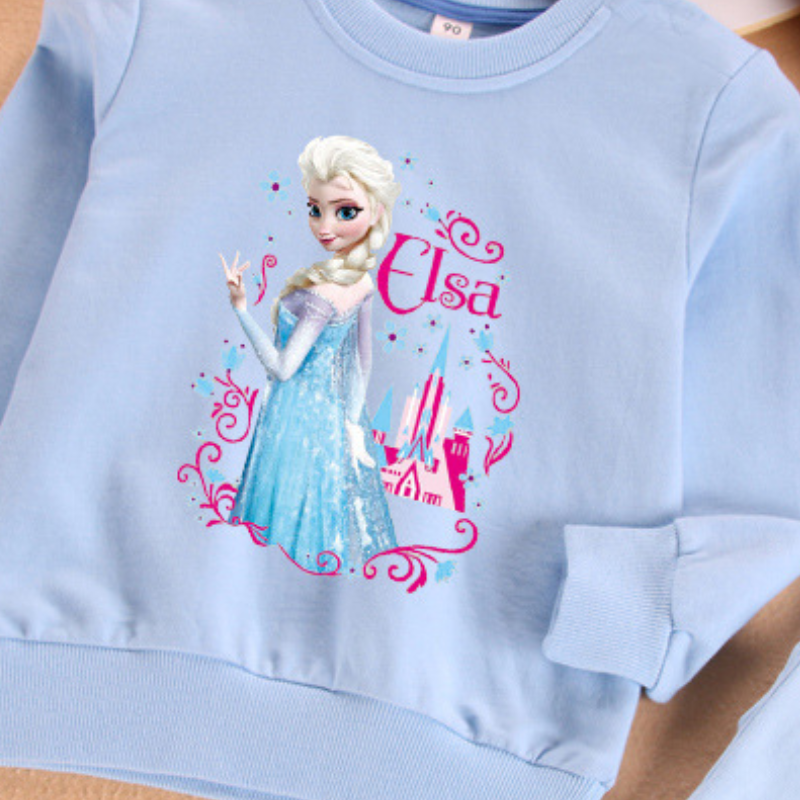 DISNEY Frozen Elsa princess infant designer clothes Children clothes girls' long pants set girls' half-sleeve mid-child small child Aisa aut