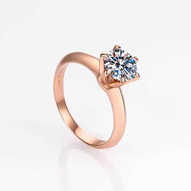 18K Rose Gold Solitaire 1.5ct Created Diamond Ring Party Wedding Band Rings for Women Bridal Engagement Jewelry GiftXJ250514