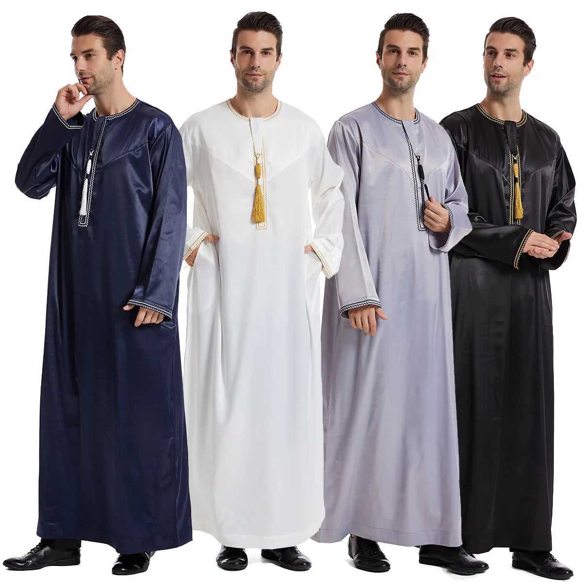 Eid Dress for Muslim Men Jubba Thobe Mens Abaya Islamic Eid 2025 Ramadan Long Robe Saudi Musulman Wear Caftan Dubai Arab Dresses X250514