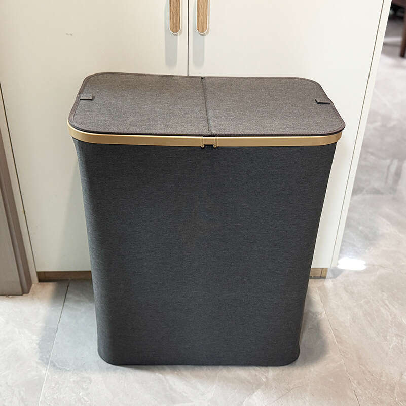 Oxford cloth double open lid dirty clothes waterproof large capacity plastic laundry beverage bottle recycling basket