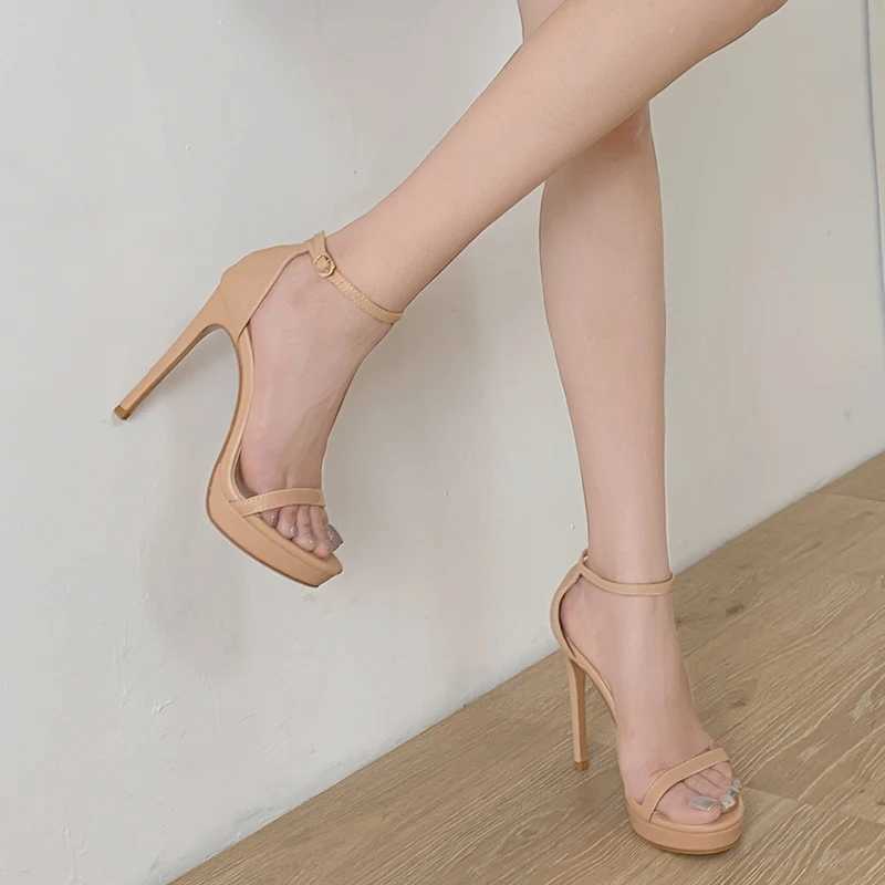 Summer High Heels Women Sandals Platform One Strap Buckle Elegant Wedding Banquet Shoes W250514