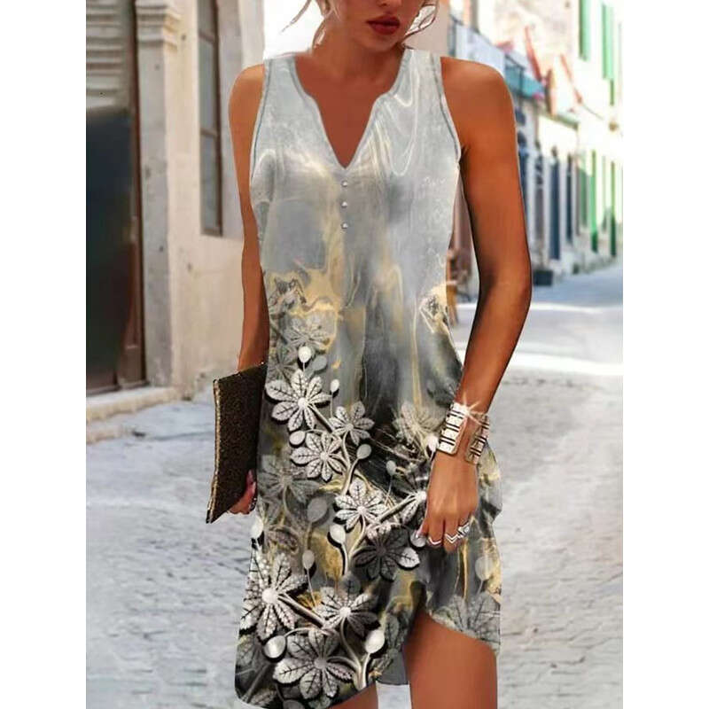 Women Clothes Dress Women S Tank Top Dress Fashion Printed Slim Skirt KQ