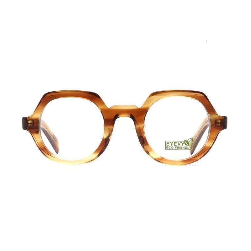 Newly arrived logo for both men and women, biodegradable circular sloping bio ecological acetate fiber optical frame