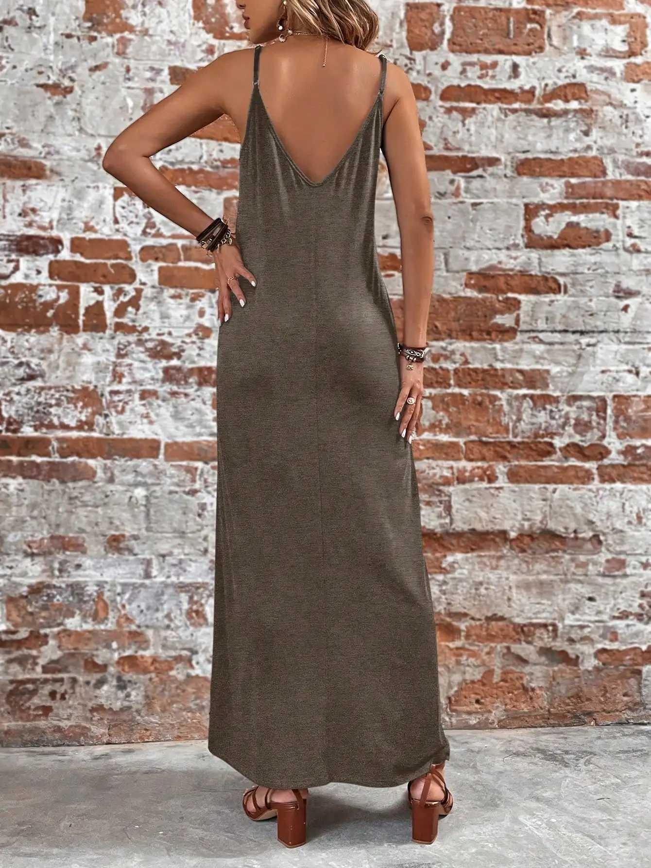Elegant casual womens dress strapless sleeveless halter loose fashion womens dressXJ250514