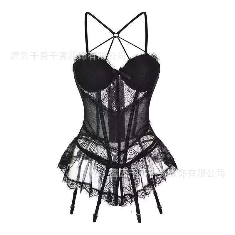 Sexy Lace Lingerie New Fun Lingerie Small Chest Must Enter Gathering Steel Ring One Piece Sexy Lace Uniform Temptation Set Pure Desire KQ