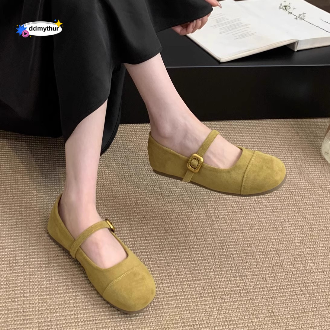 Shallow mouth single shoe women 2025 Spring and Autumn new style French gentle fairy suede Mary Jane flat bean shoes ddmythur