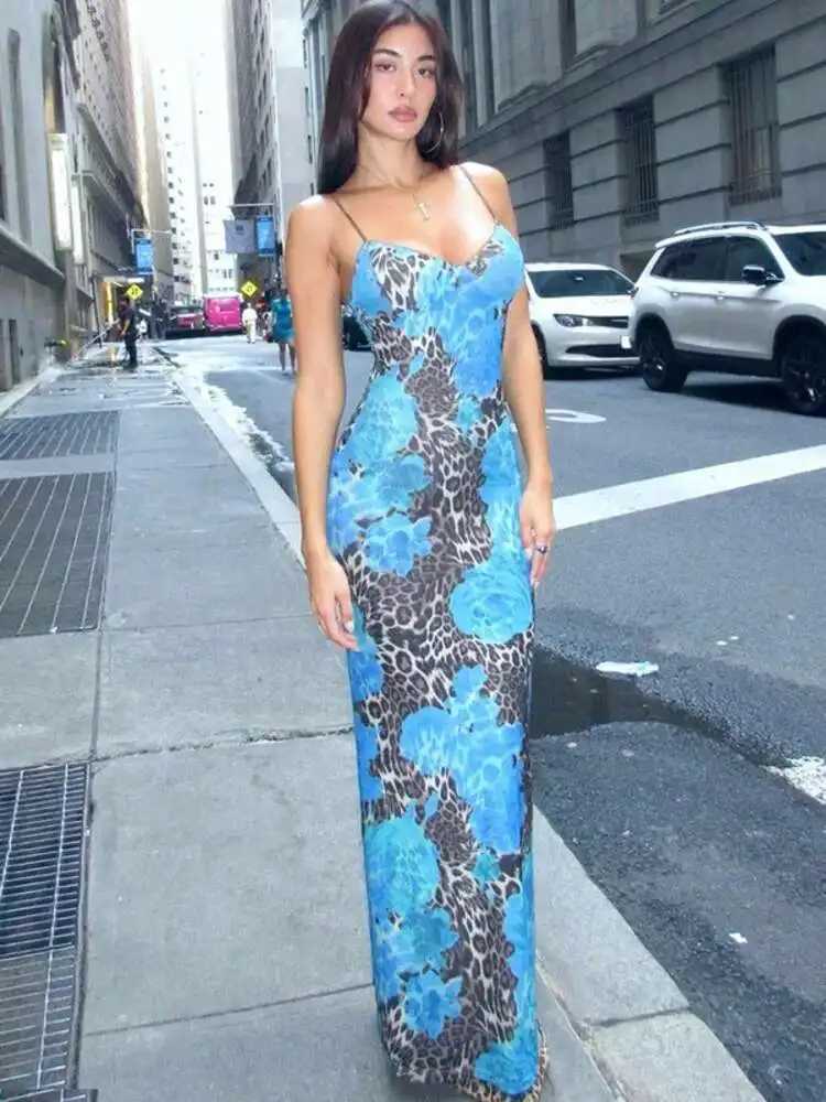 April Printed Deep V Party Sexy Dresses Backless Bandage Bodycon Elegant Evening Long Dress Women 2025 Summer Dress VestidosXJ250514