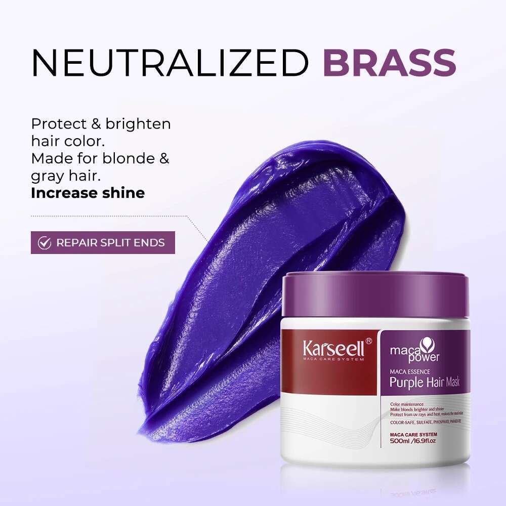 Karseell Purple Mask 16.90 Fl.Oz 500Ml Professional Neutralizes Brass Yellow Tones For Blonde Sier Gray Highlighted Hair