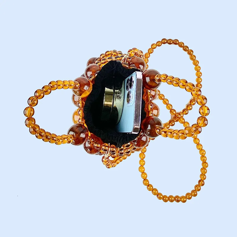 Hollow Beaded Drawstring Bucket Bag Vintage Hawksbill Large Bubble Bead Handbag 250514