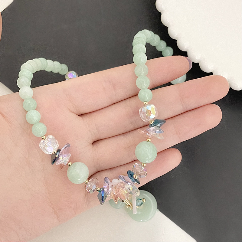 Exquisite crystal double circle stone bracelet, feminine forest style, simple and fashionable, beaded, best friend bracelet straight
