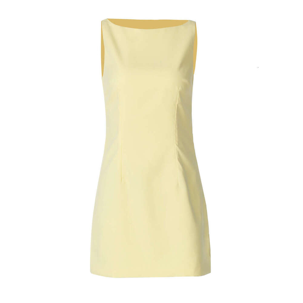 Women's Wear Women's Summer Solid Color Double-Layer Woven New Sleeveless Back Zipper Short Slim Fit Dress