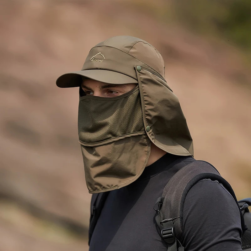 Summer Protective Baseball Hat Men Removable Hat Protect Face Neck Cover Ear Flap Quick Drying UV Protection Hat Undefine Nasi 250514