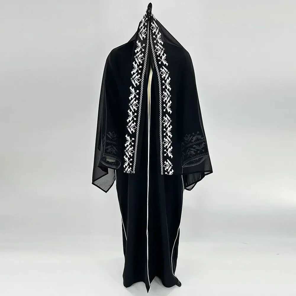 Muslim Women Cardigan Abaya Arab Loose Embroidery Long Dress Kaftan Dubai Party Robe Scarf Coat X250514