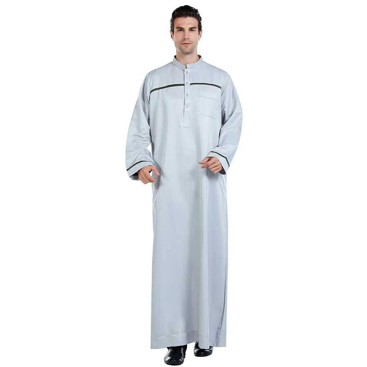 Saudi Arabic Men Thobe Jubba Abaya Muslim Clothing Dubai Islamic Robe Kaftan Traditional Clothing Long Sleeve Dress Eid Ramadan X250514