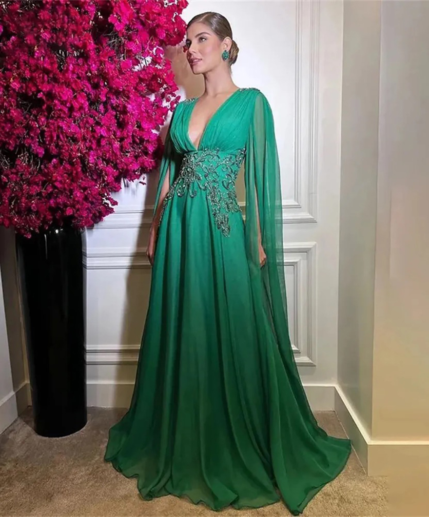 Prom Dress Chiffion Party Dresses For Woman Custom Made Green Evening Embroidery Charming