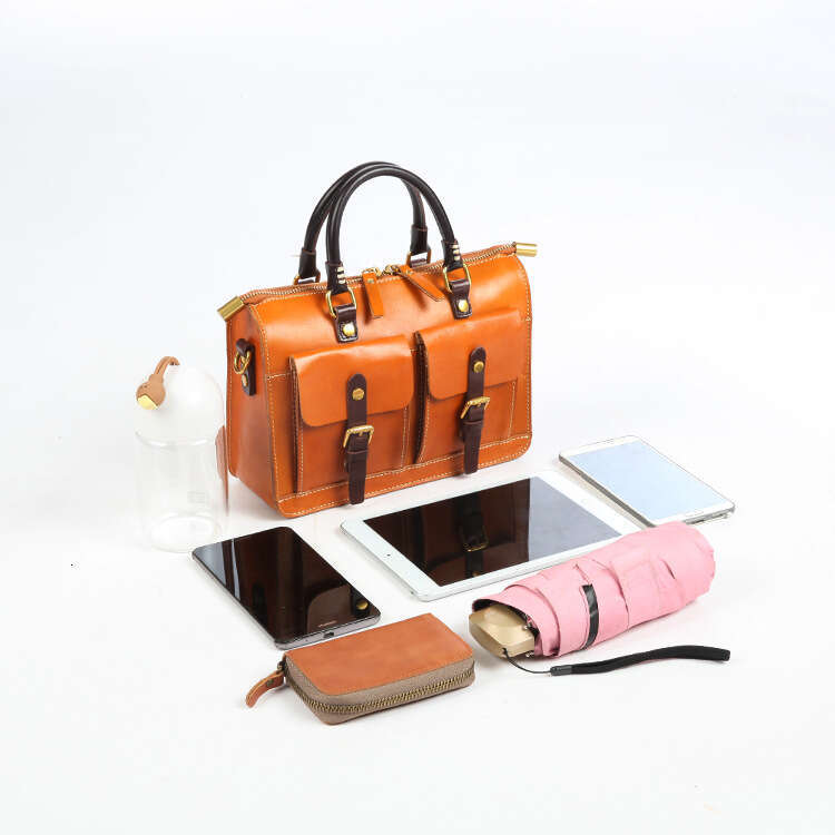 2025 New College Style Messenger Crossbody Genuine Leather Women's Bag, Vegetable Tanned Cowhide Hand Pulled Pattern Handmade Bag