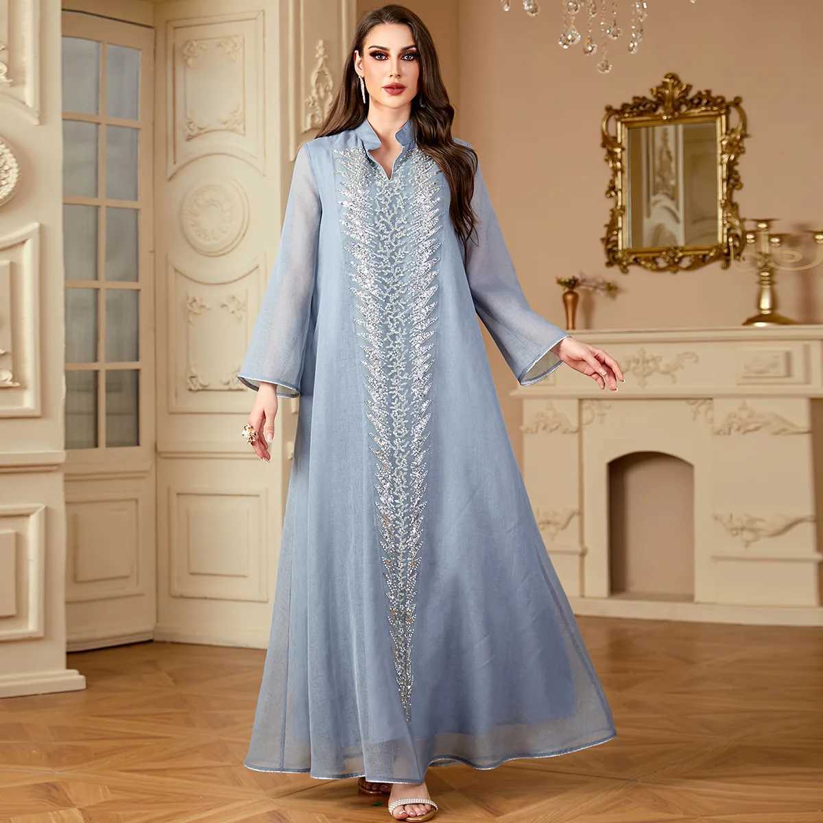 Ramadan Beads Vestidos Muslim Abaya Women Dress Arabic Jalabiya Morocco Dubai Abayas Kaftan Islam Eid Embroidery Party Long Robe X250514
