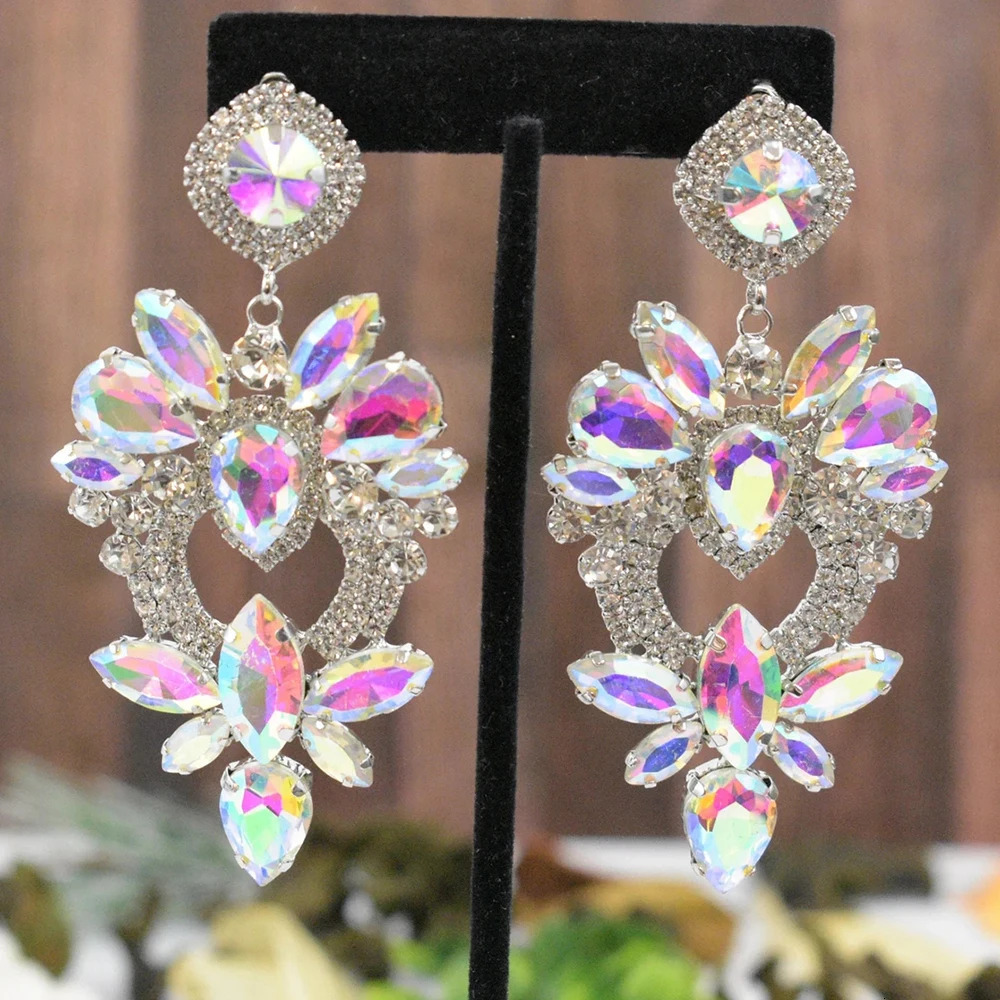 Stonefans Rhinestone Chandelier Earrings for Women Crystal Queen Accessories Statement Dangle Earrings Large Jewelry 250514
