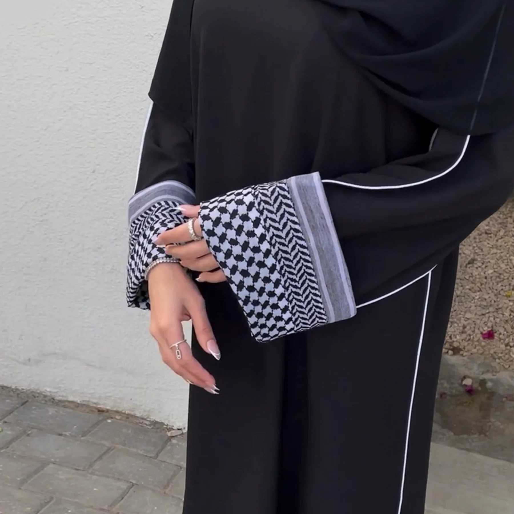2024 Latest Panestine Kefiyyeh Printed Abaya Ramadan Eid Closed Abaya Dubai Women Muslim Dress Modest Islamic Clothing Robes X250514