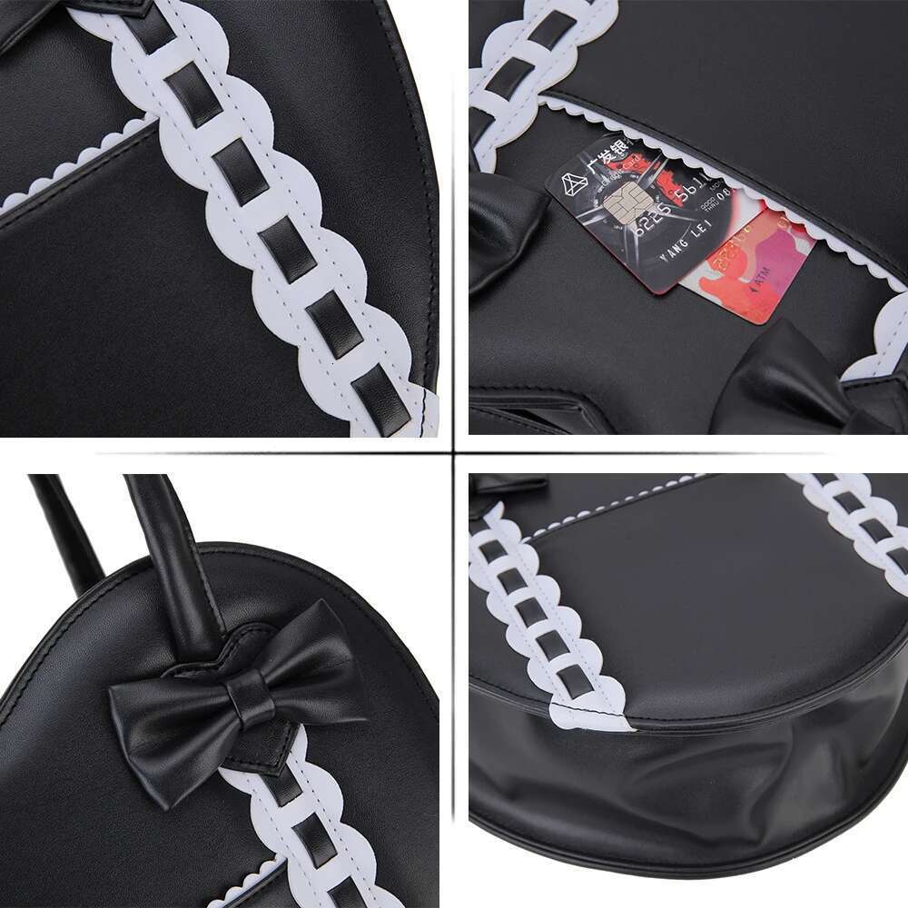 Lolita Heart Shaped Handbag For Women Japanese Kawaii Shoulder Bowknot Purses And Handbags Girls Satchel Top Handle Bag