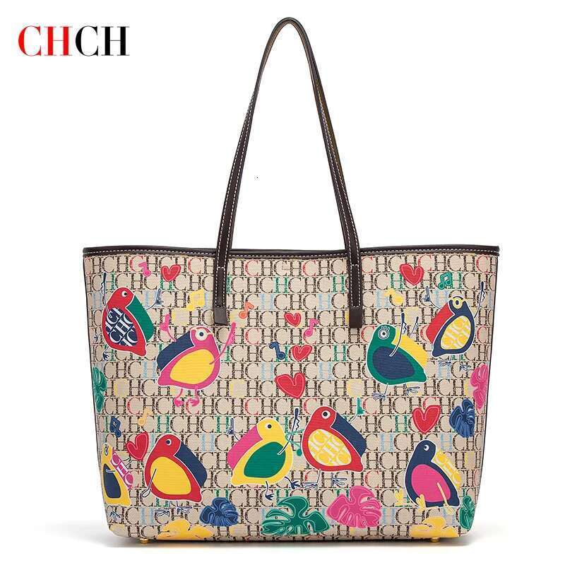CHCH Women's Tote New Brand Cartoon Printed Large Capacity Commuter Bag 250513