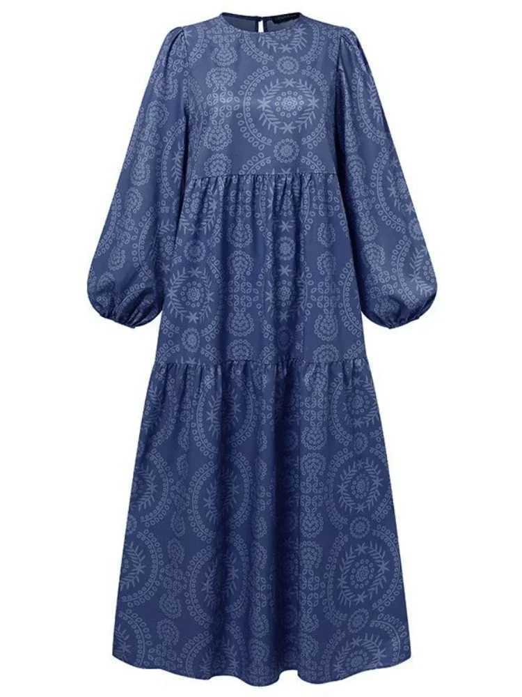 Autumn Morocco Muslim Dress Women Print Abaya Kaftans Casual Evening Dresses Woman Turkey Islam Long Dress Robe Femme Vestidos X250514