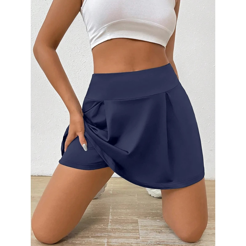 Summer Womens Dresses Casual Holiday Style High Waist Pleated Skirt Builtin Safety Shorts Sports Minimalist Solid Colour 250514