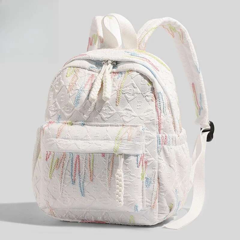 2025 New Fashionable Simple Backpack Casual Bag Color Block Student Backpack Cotton Canvas Designer Lightweight Travel High Beauty Original Stay Style