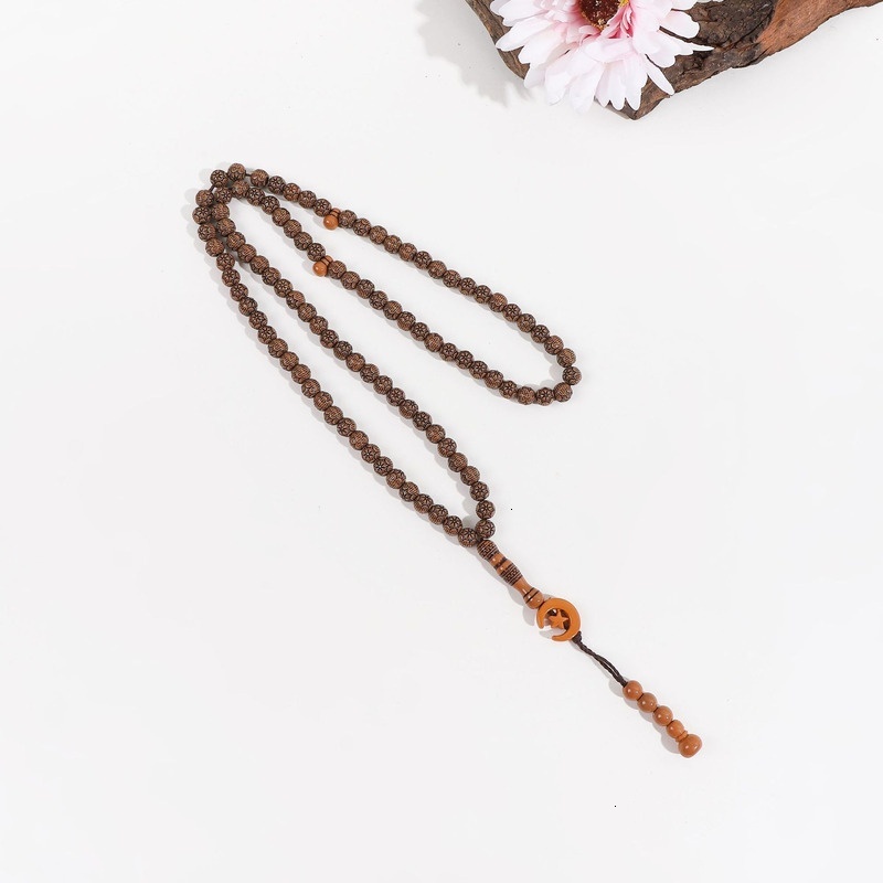 New Handstring Muslim Saudi Star Moon Imitation Wood 33 Praise Islamic Prayer Pilgrimage Beads