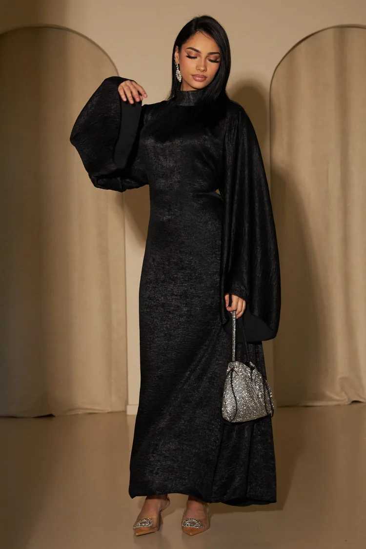 New Modest Muslim Loose Slve Belted Dress Robes Corban Eid Al Adha Shiny Party Evening Dresses Moroccan Turkey Dubai Vestidos X2505141