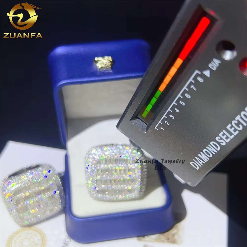 Luxury Big Pass Diamond Tester Diamond Hip Hop Rings baguette 925 Sterling Silver Mens Moissanite Ring