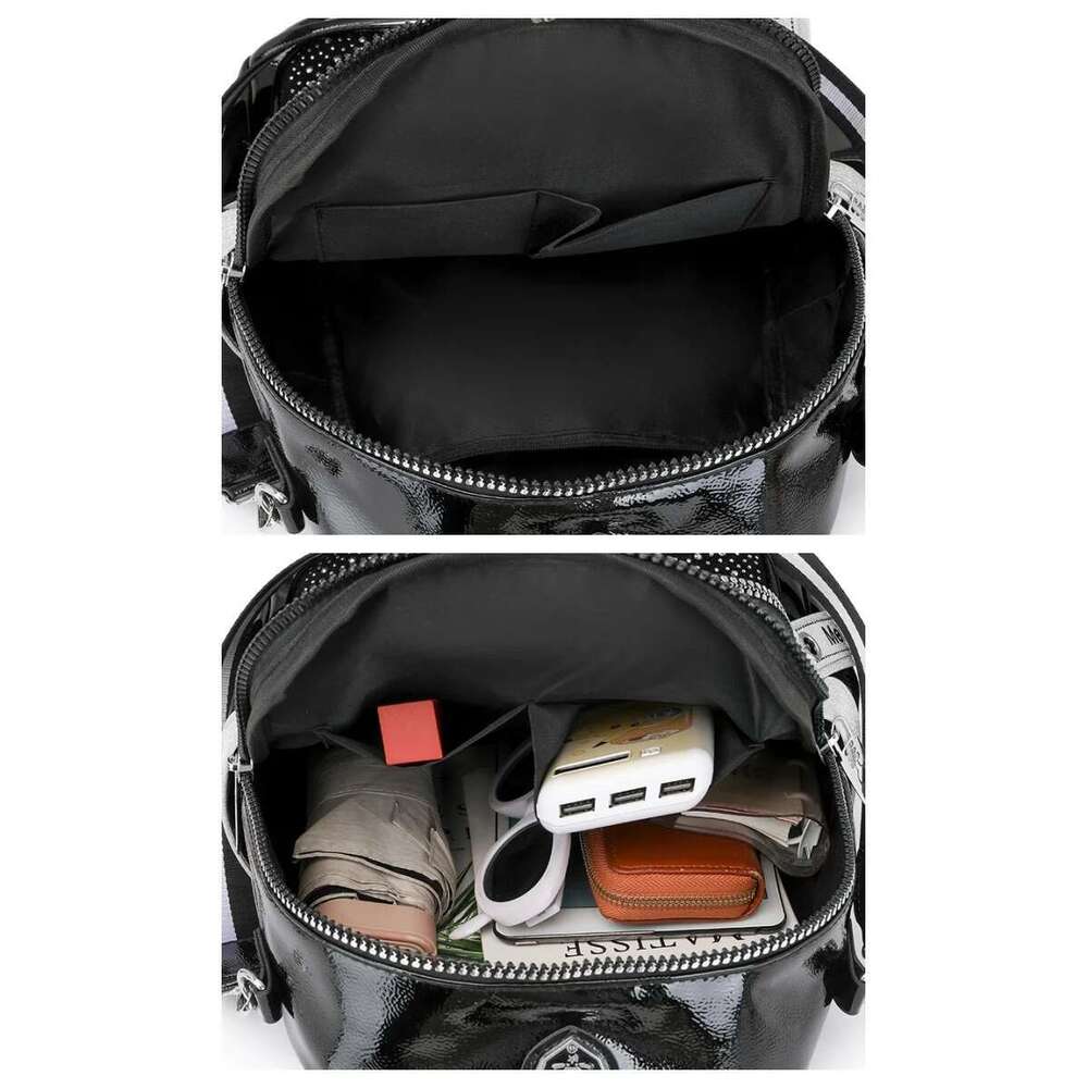Designer Bag 2025 Designer Women Brand High Quality Leather Rhinestone Large Capacity Girls School Bag Fashion Travel Backpack Luxury Bag