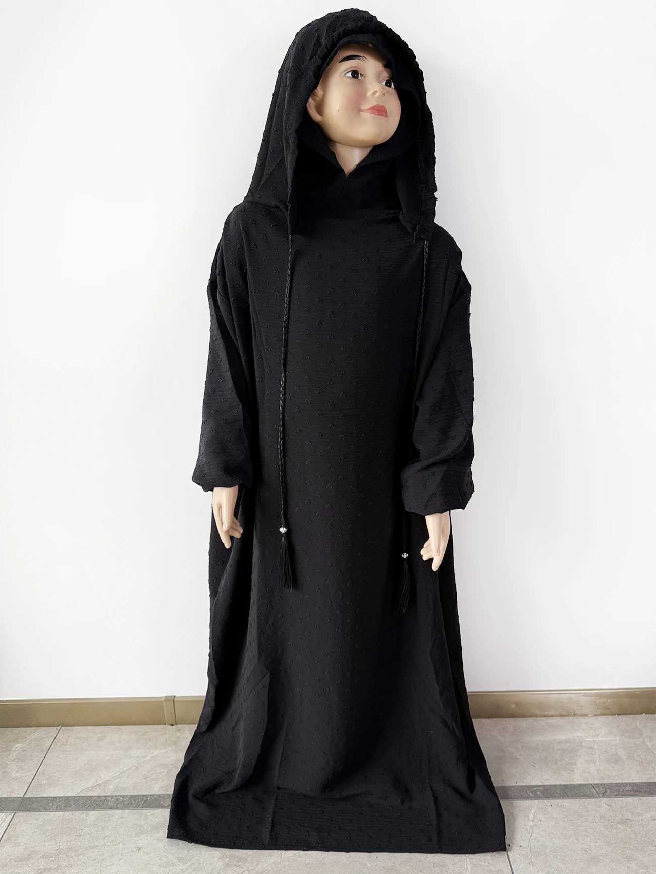 Girls Kids Eid Cotton Prayer Garment Long Khimar Hijab Muslim Girls Islamic Dress Full Cover Robe Turkey Abaya for Ramadan X250514