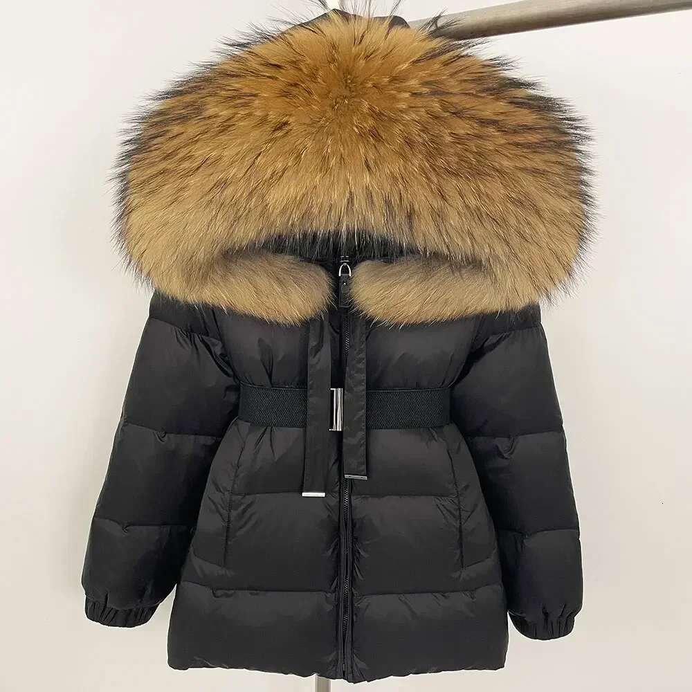 90% Duck Down Coat Female Winter 2024 Short Hooded Feather Parkas Waterproof Huge Puffer Women Real Raccoon Fur Jacket
