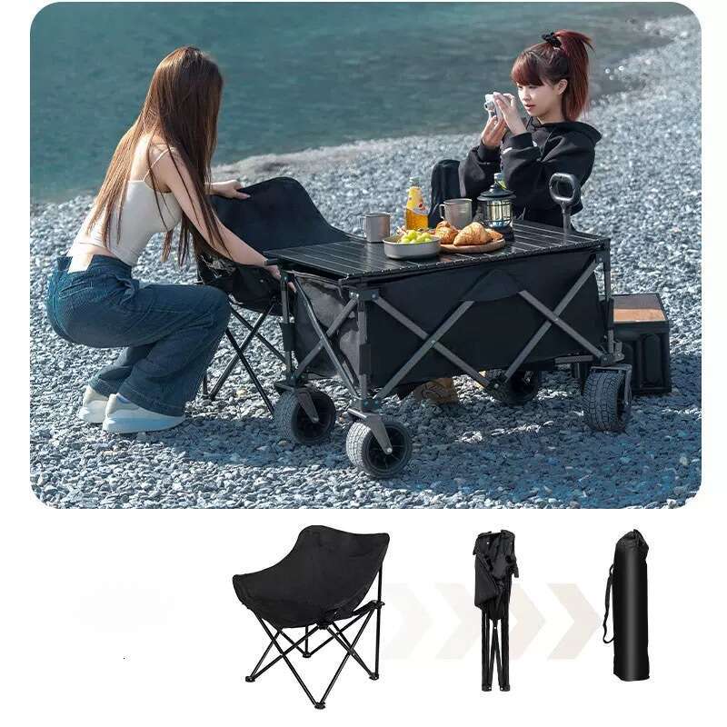 High backrest moon outdoor camping, picnic, barbecue, portable fishing chair, lunch break folding chair