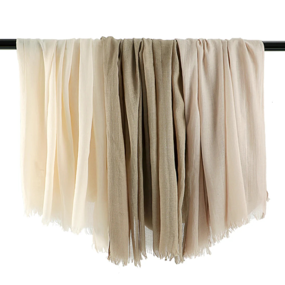 Fashion Soft Linen Cotton Scarf Shawls Muslim Large Hijab Plain Wraps High Quality Headband Long Scarves 190*100cm 1PC Retail 250514