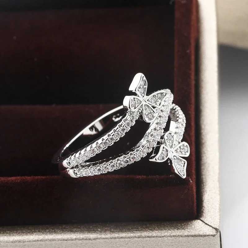 925 Silver Plated High Quality Niche Design Butterfly White Zircon Ring Womens Party Birtay Jewelry GiftXJ250514
