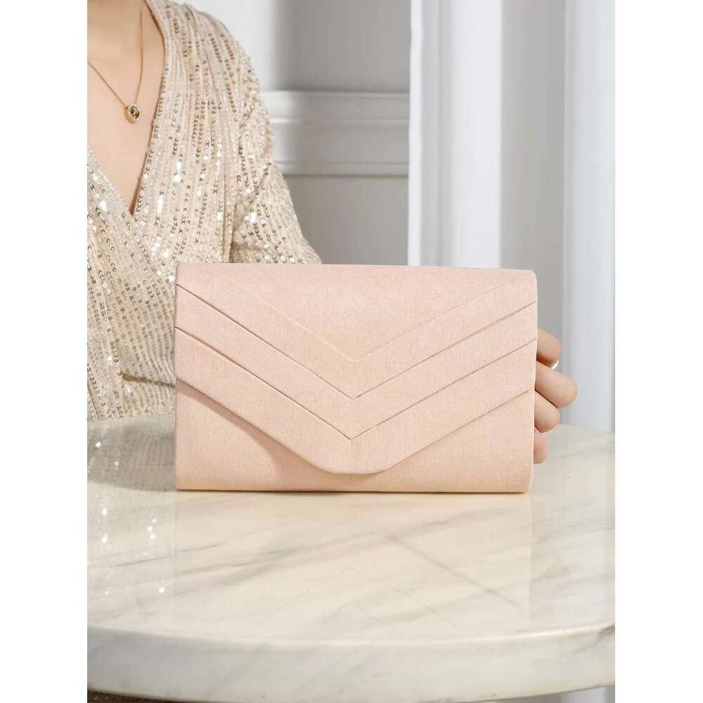Evening Bag, Elegant, Sophisticated, Charming, Quiet Luxurious Metal Trimmed Chain Veet Square Bag For