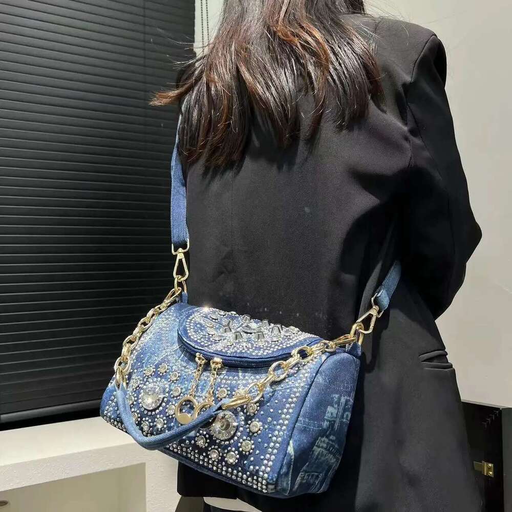 Women's Fashion Elegant Handbag Mini Flap Dia Denim Shoulder Bag