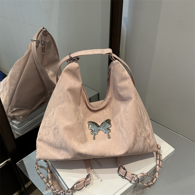 Free Delivery Designer Bag Korean Version Butterfly Fashion Backpack 2025 New Chain Single Shoulder Crossbody Student Class Large Capacity Tote Luxury